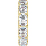 14K Gold Emerald Lab-Grown Diamond Sculptural Eternity Band - 5.8x4.2mm Stones - Yellow Gold - view 4