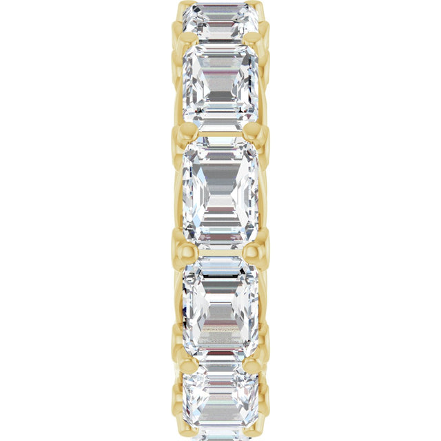 14K Gold Emerald Lab-Grown Diamond Sculptural Eternity Band - 5.8x4.2mm Stones - Yellow Gold - view 4
