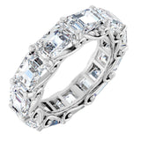 Platinum Emerald Natural Diamond Sculptural Eternity Band - 5.8x4.2mm Stones