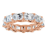 14K Gold Emerald Lab-Grown Diamond Sculptural Eternity Band - 5.8x4.2mm Stones - Rose Gold - view 3