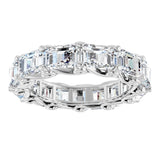 14K Gold Emerald Lab-Grown Diamond Sculptural Eternity Band - 5.8x4.2mm Stones - White Gold - view 3