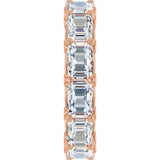 14K Gold Emerald Lab-Grown Diamond Sculptural Eternity Band - 5.8x4.2mm Stones - Rose Gold - view 4