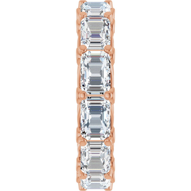14K Gold Emerald Lab-Grown Diamond Sculptural Eternity Band - 5.8x4.2mm Stones - Rose Gold - view 4