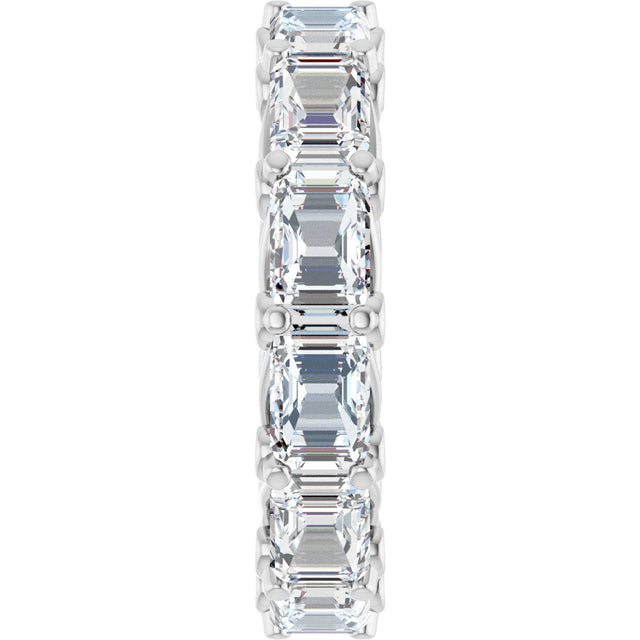 14K Gold Emerald Natural Diamond Sculptural Eternity Band - 5.8x4.2mm Stones - White Gold - view 4