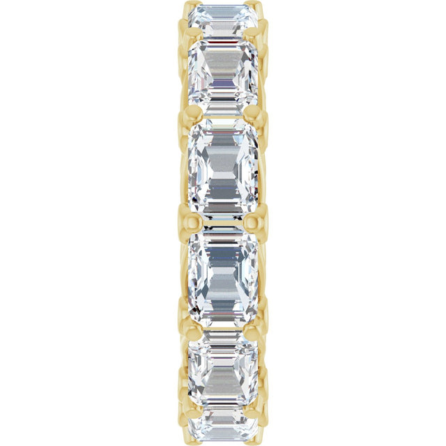 14K Gold Emerald Lab-Grown Diamond Sculptural Eternity Band - 5.8x4.2mm Stones - Yellow Gold - view 4