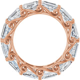 14K Gold Emerald Natural Diamond Sculptural Eternity Band - 5.8x4.2mm Stones - Rose Gold - view 2