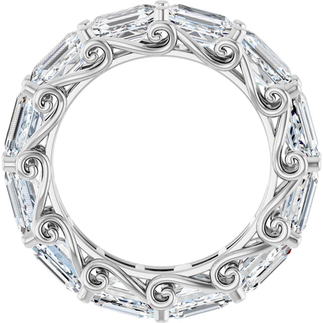 Platinum Emerald Lab-Grown Diamond Sculptural Eternity Band - 5.8x4.2mm Stones - view 2