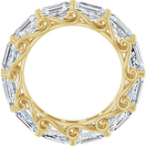 14K Gold Emerald Lab-Grown Diamond Sculptural Eternity Band - 5.8x4.2mm Stones - Yellow Gold - view 2