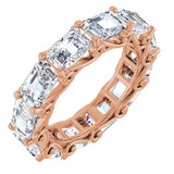 14K Gold Emerald Lab-Grown Diamond Sculptural Eternity Band - 5.8x4.2mm Stones - Rose Gold