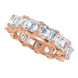 14K Gold Emerald Natural Diamond Sculptural Eternity Band - 5.8x4.2mm Stones - Rose Gold - view 5