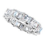14K Gold Emerald Natural Diamond Sculptural Eternity Band - 5.8x4.2mm Stones - White Gold - view 5