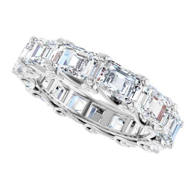 Platinum Emerald Natural Diamond Sculptural Eternity Band - 5.8x4.2mm Stones - view 5