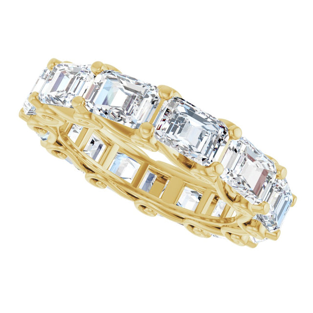 14K Gold Emerald Lab-Grown Diamond Sculptural Eternity Band - 5.8x4.2mm Stones - Yellow Gold - view 5