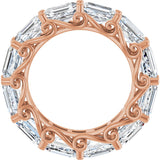 14K Gold Emerald Lab-Grown Diamond Sculptural Eternity Band - 5.8x4.2mm Stones - Rose Gold - view 2