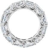 Platinum Emerald Lab-Grown Diamond Sculptural Eternity Band - 5.8x4.2mm Stones - view 2