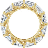 14K Gold Emerald Natural Diamond Sculptural Eternity Band - 5.8x4.2mm Stones - Yellow Gold - view 2