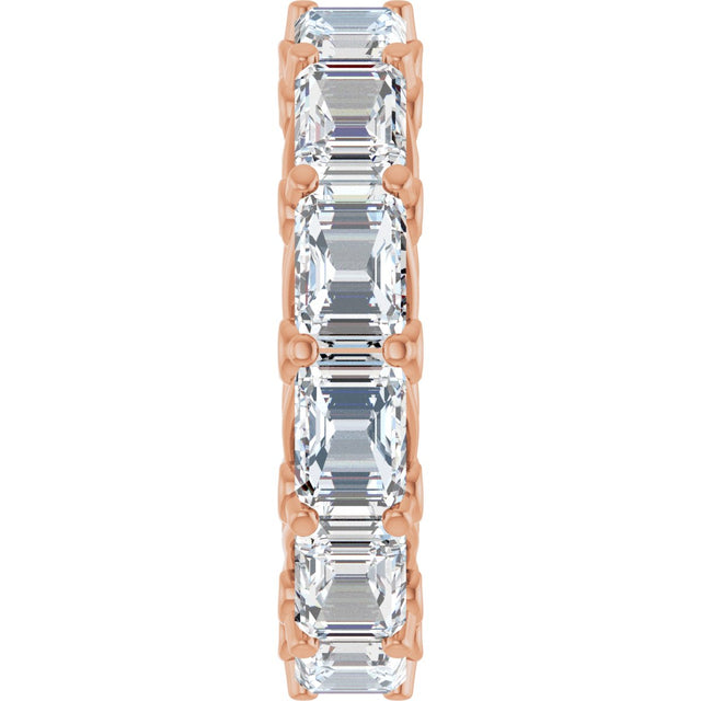 14K Gold Emerald Lab-Grown Diamond Sculptural Eternity Band - 5.8x4.2mm Stones - Rose Gold - view 4