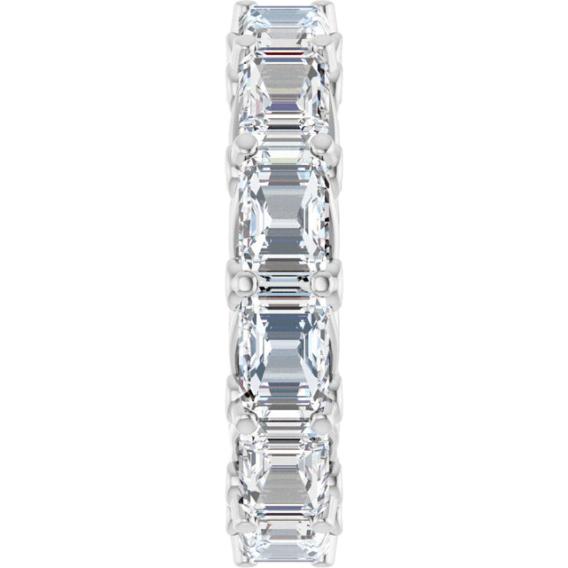 14K Gold Emerald Natural Diamond Sculptural Eternity Band - 5.8x4.2mm Stones - White Gold - view 4