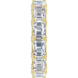 14K Gold Emerald Lab-Grown Diamond Sculptural Eternity Band - 5.8x4.2mm Stones - Yellow Gold - view 4