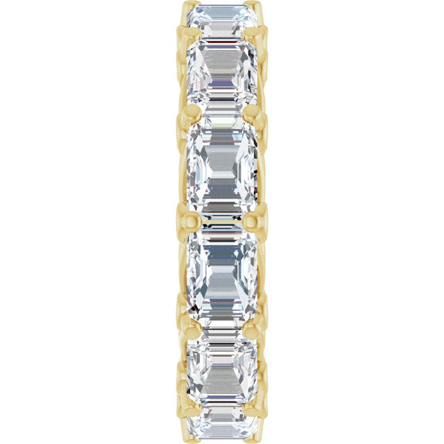 14K Gold Emerald Lab-Grown Diamond Sculptural Eternity Band - 5.8x4.2mm Stones - Yellow Gold - view 4