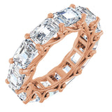 14K Gold Emerald Lab-Grown Diamond Sculptural Eternity Band - 5.8x4.2mm Stones - Rose Gold