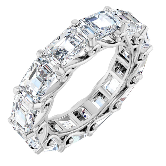 Platinum Emerald Lab-Grown Diamond Sculptural Eternity Band - 5.8x4.2mm Stones
