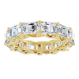 14K Gold Emerald Natural Diamond Sculptural Eternity Band - 5.8x4.2mm Stones - Yellow Gold - view 3