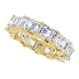 14K Gold Emerald Lab-Grown Diamond Sculptural Eternity Band - 5.8x4.2mm Stones - Yellow Gold - view 5