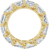 14K Gold Emerald Lab-Grown Diamond Sculptural Eternity Band - 5.8x4.2mm Stones - Yellow Gold - view 2