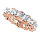 14K Gold Emerald Natural Diamond Sculptural Eternity Band - 5.8x4.2mm Stones - Rose Gold - view 5