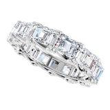 14K Gold Emerald Lab-Grown Diamond Sculptural Eternity Band - 5.8x4.2mm Stones - White Gold - view 5
