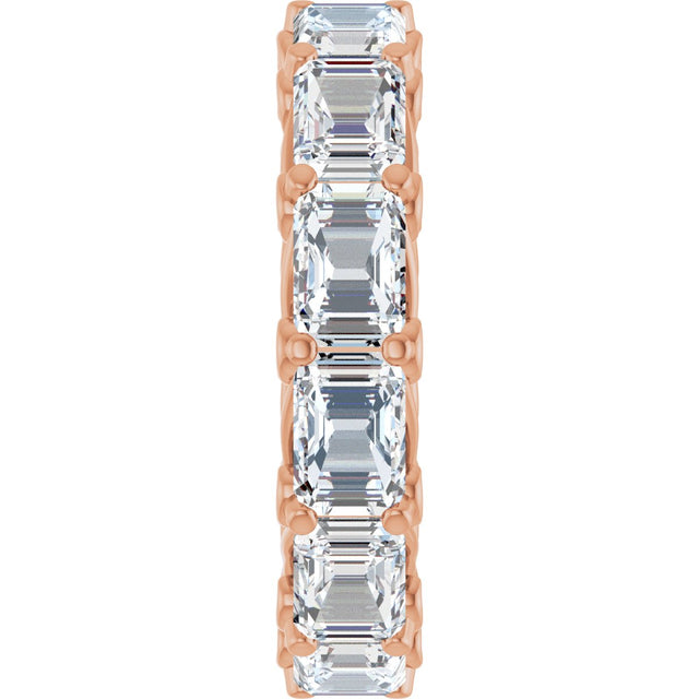 14K Gold Emerald Lab-Grown Diamond Sculptural Eternity Band - 5.8x4.2mm Stones - Rose Gold - view 4