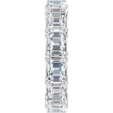 14K Gold Emerald Natural Diamond Sculptural Eternity Band - 5.8x4.2mm Stones - White Gold - view 4