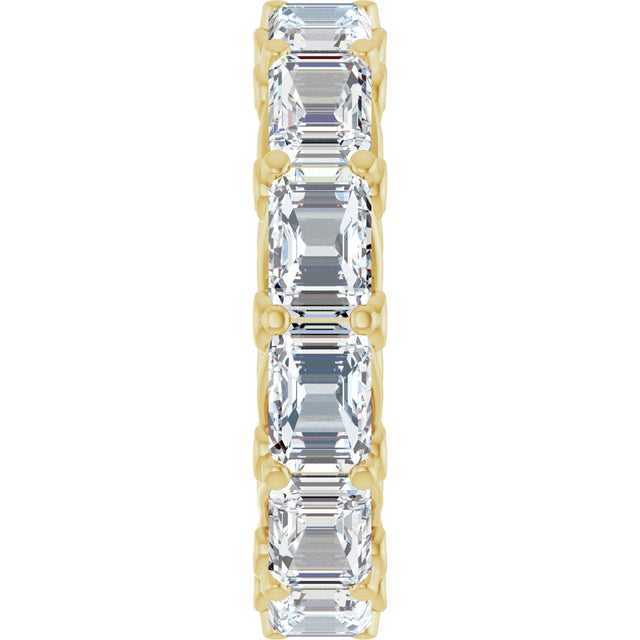 14K Gold Emerald Lab-Grown Diamond Sculptural Eternity Band - 5.8x4.2mm Stones - Yellow Gold - view 4