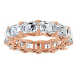 14K Gold Emerald Natural Diamond Sculptural Eternity Band - 5.8x4.2mm Stones - Rose Gold - view 3