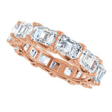 14K Gold Emerald Lab-Grown Diamond Sculptural Eternity Band - 5.8x4.2mm Stones - Rose Gold - view 5