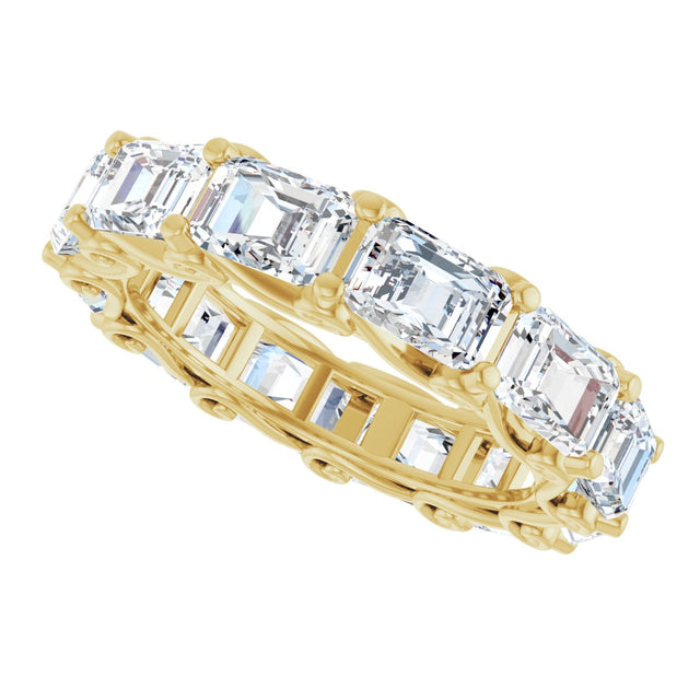 14K Gold Emerald Lab-Grown Diamond Sculptural Eternity Band - 5.8x4.2mm Stones - Yellow Gold - view 5