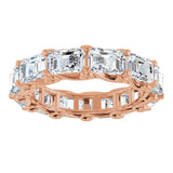 14K Gold Emerald Natural Diamond Sculptural Eternity Band - 5.8x4.2mm Stones - Rose Gold - view 3