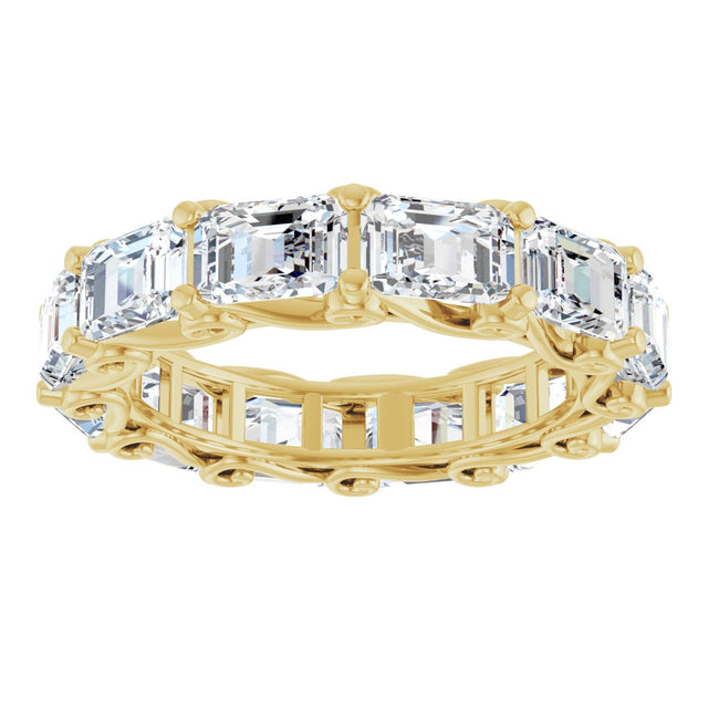 14K Gold Emerald Lab-Grown Diamond Sculptural Eternity Band - 5.8x4.2mm Stones - Yellow Gold - view 3