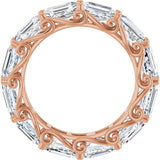 14K Gold Emerald Natural Diamond Sculptural Eternity Band - 5.8x4.2mm Stones - Rose Gold - view 2