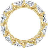 14K Gold Emerald Natural Diamond Sculptural Eternity Band - 5.8x4.2mm Stones - Yellow Gold - view 2