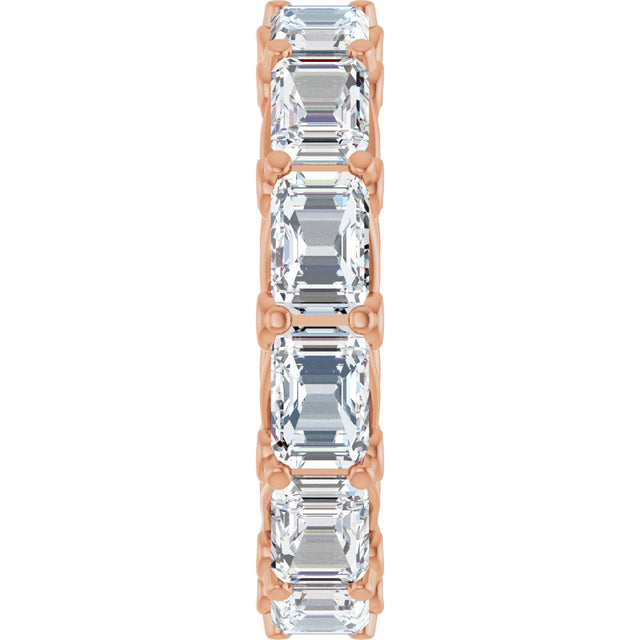 14K Gold Emerald Natural Diamond Sculptural Eternity Band - 5.8x4.2mm Stones - Rose Gold - view 4