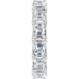 14K Gold Emerald Lab-Grown Diamond Sculptural Eternity Band - 5.8x4.2mm Stones - White Gold - view 4