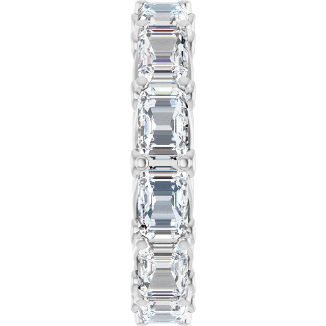 14K Gold Emerald Lab-Grown Diamond Sculptural Eternity Band - 5.8x4.2mm Stones - White Gold - view 4