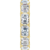 14K Gold Emerald Lab-Grown Diamond Sculptural Eternity Band - 5.8x4.2mm Stones - Yellow Gold - view 4