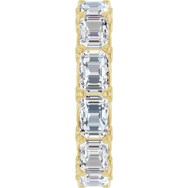 14K Gold Emerald Natural Diamond Sculptural Eternity Band - 5.8x4.2mm Stones - Yellow Gold - view 4