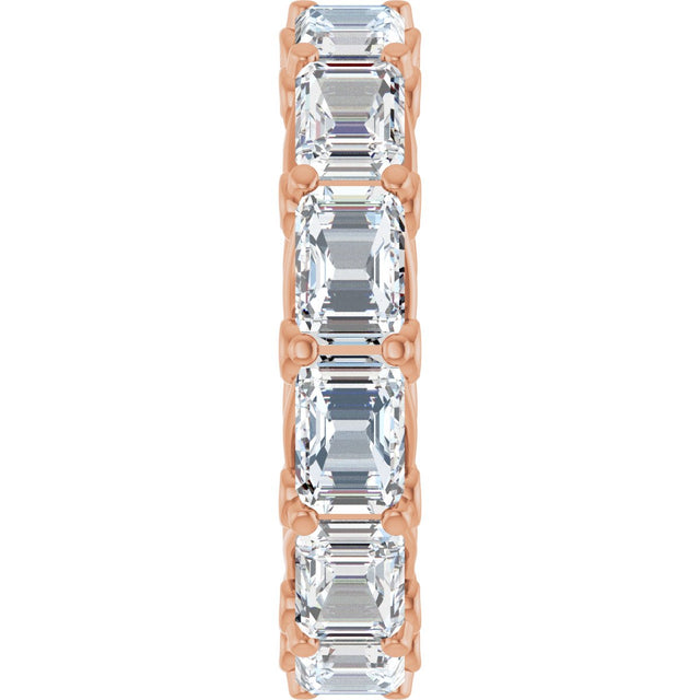 14K Gold Emerald Natural Diamond Sculptural Eternity Band - 5.8x4.2mm Stones - Rose Gold - view 4