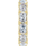 14K Gold Emerald Lab-Grown Diamond Sculptural Eternity Band - 5.8x4.2mm Stones - Yellow Gold - view 4