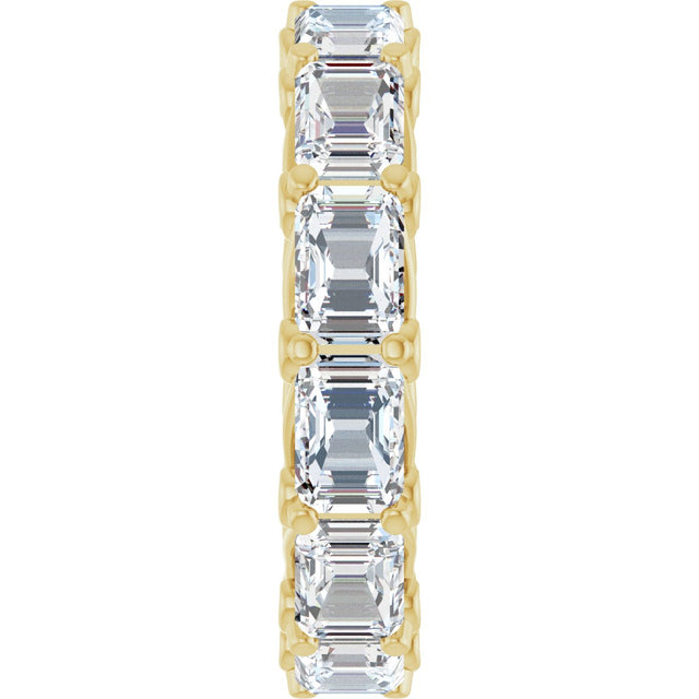 14K Gold Emerald Lab-Grown Diamond Sculptural Eternity Band - 5.8x4.2mm Stones - Yellow Gold - view 4