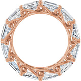 14K Gold Emerald Lab-Grown Diamond Sculptural Eternity Band - 5.8x4.2mm Stones - Rose Gold - view 2
